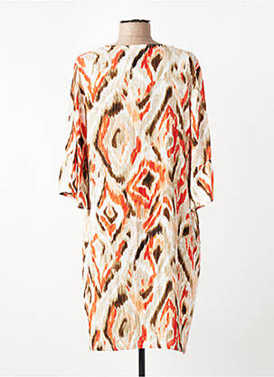 Robe mi-longue manches 3/4 manches 3/4 beige EGATEX femme