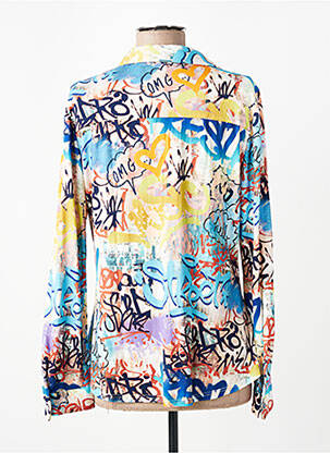Chemisier imprimé fantaisie manches longues bleu TINTA femme