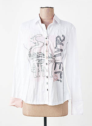 Chemisier coupe cintrée manches longues blanc JUST WHITE femme