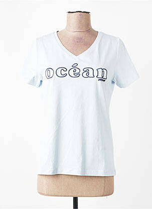 T-shirt col v manches courtes bleu MISE AU GREEN femme