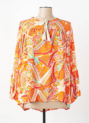 Blouse imprimé fantaisie manches longues orange BY COCO femme