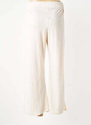 Pantalon droit tissage popeline taille normale beige WNT COLLECTION femme