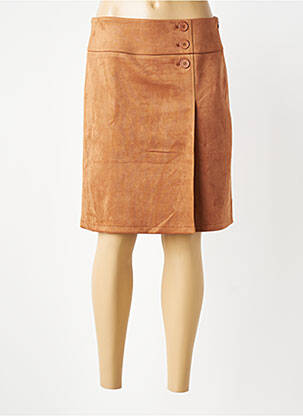 Jupe mi-longue stretch marron BETTY BARCLAY femme