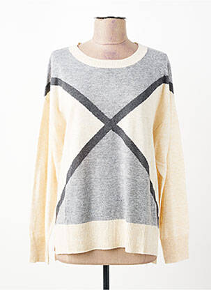 Pull tissage chiné manches longues beige ESCORPION femme