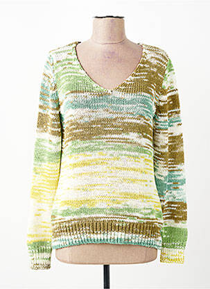 Pull tissage chiné manches longues vert ESCORPION femme