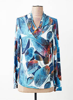 Top imprimé fantaisie manches longues bleu DOLCEZZA femme