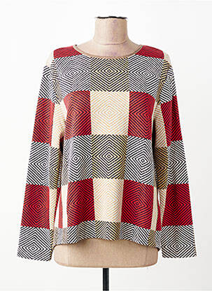 Pull coupe droite manches longues rouge FRANK WALDER femme