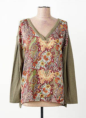 Pull coupe droite manches longues vert ESCORPION femme