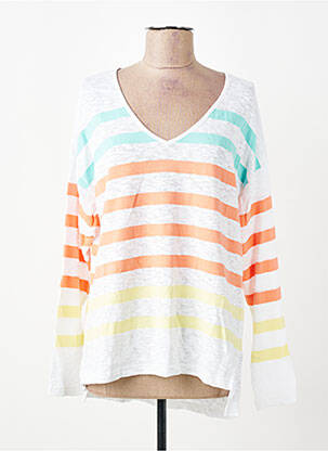 Pull coupe droite manches longues blanc ARMOR LUX femme
