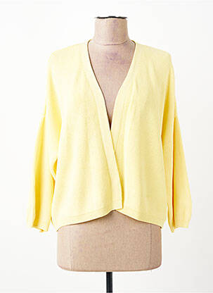 Gilet manches longues maille ajourée jaune ESCORPION femme