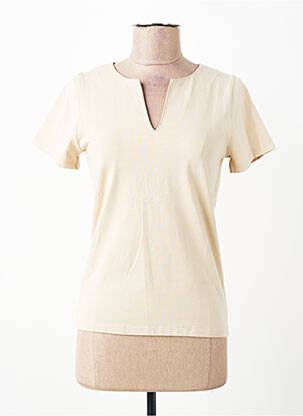T-shirt col v manches courtes beige ESCORPION femme