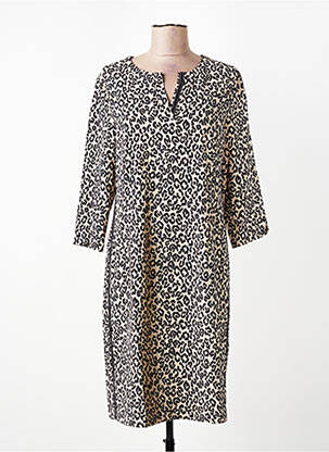 Robe mi-longue manches 3/4 manches 3/4 beige FRANK WALDER femme
