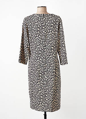 Robe mi-longue manches 3/4 manches 3/4 beige FRANK WALDER femme