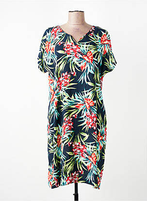 Robe mi-longue manches courtes manches courtes bleu BERMUDES femme