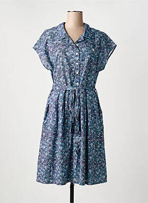 Robe mi-longue imprimé fleurs manches courtes bleu ARMOR LUX femme