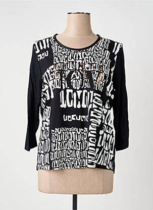 T-shirt imprimé fantaisie manches 3/4 noir FRANK WALDER femme