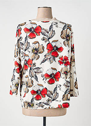 Blouse imprimé fleurs manches 3/4 beige FRANK WALDER femme