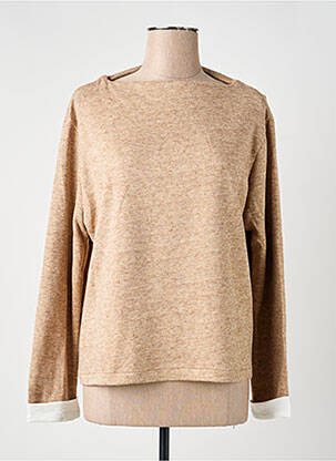 Pull tissage chiné manches longues marron ESCORPION femme