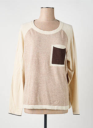 Pull tissage chiné manches longues marron ESCORPION femme