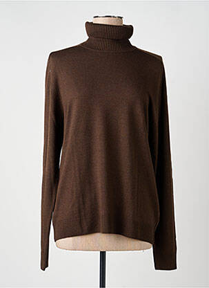 Pull col roulé stretch manches longues marron ESCORPION femme