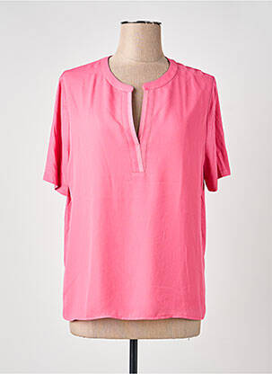 Blouse légère et transparente manches courtes rose FRANK WALDER femme
