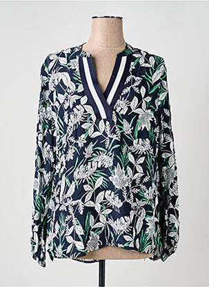 Blouse imprimé fleurs manches longues bleu FRANK WALDER femme