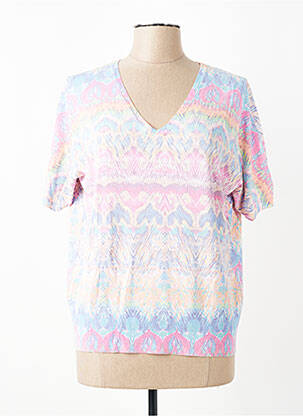 Pull col v manches courtes rose ESCORPION femme