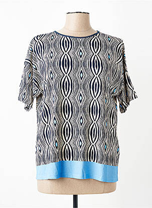 T-shirt imprimé fantaisie manches courtes bleu FRANK WALDER femme