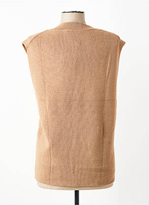 Pull col v sans manche marron FRANK WALDER femme
