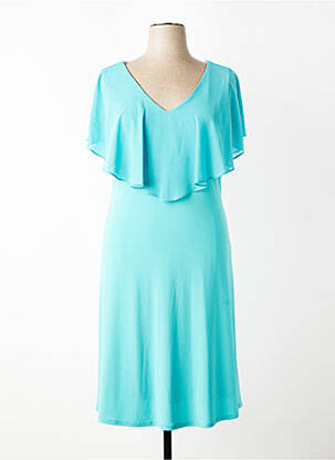 Robe mi-longue coupe fluide manches courtes bleu JOSEPH RIBKOFF femme
