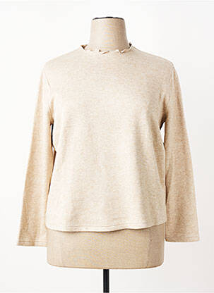 Pull tissage chiné manches longues beige FRANK WALDER femme