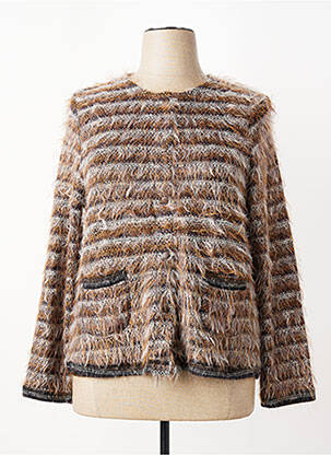 Gilet manches longues col rond marron FRANK WALDER femme