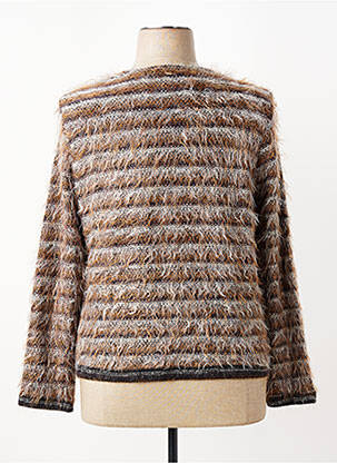 Gilet manches longues col rond marron FRANK WALDER femme