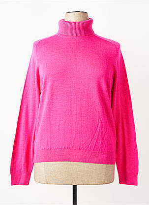 Pull col roulé maille souple et aérée manches longues rose ESCORPION femme