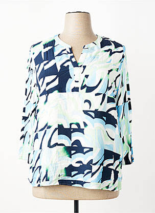 Blouse tissage popeline manches 3/4 bleu FRANK WALDER femme