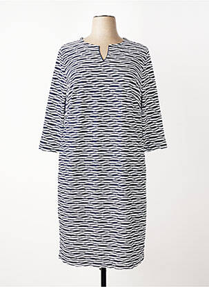 Robe mi-longue manches 3/4 manches 3/4 bleu FRANK WRIGHT femme