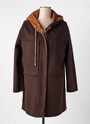 Manteau long a capuche a capuche marron MALIPARMI femme