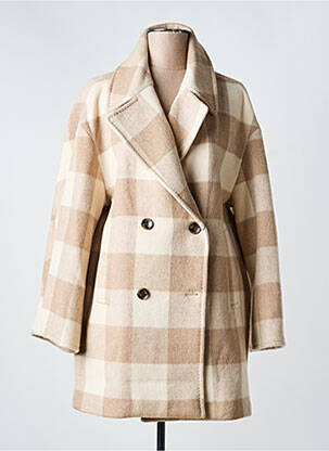 Manteau long coupe cintrée sans capuche beige VIOLANTI femme