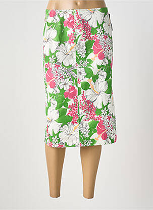 Jupe mi-longue coupe droite vert STEINBOCK femme