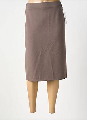 Jupe mi-longue coupe droite marron FRANK WALDER femme
