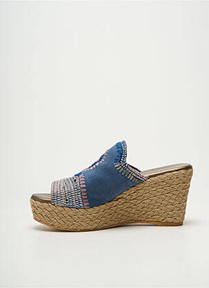 Mules/sabots tissage satiné talon de 7 à 9cm bleu ANGEL DE LA GUARDA femme