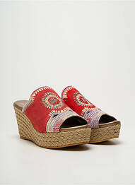 Mules/sabots tissage satiné talon de 7 à 9cm rouge ANGEL DE LA GUARDA femme