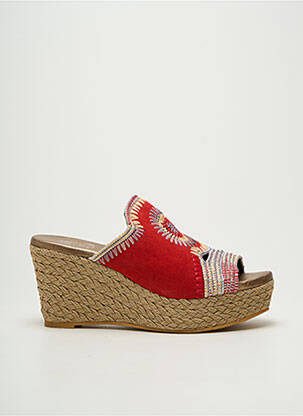 Mules/sabots tissage satiné talon de 7 à 9cm rouge ANGEL DE LA GUARDA femme