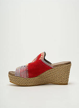 Mules/sabots tissage satiné talon de 7 à 9cm rouge ANGEL DE LA GUARDA femme