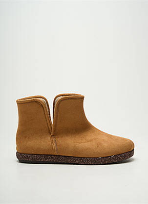 Chaussons/pantoufles bout rond talon plat jusqu'à 3cm marron COTEMER femme