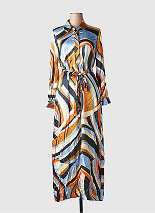 Robe longue imprimé fantaisie manches longues orange LAUREN VIDAL femme
