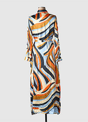 Robe longue imprimé fantaisie manches longues orange LAUREN VIDAL femme