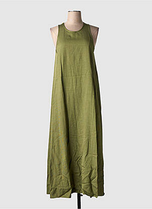 Robe longue coupe évasée sans manche vert LAUREN VIDAL femme