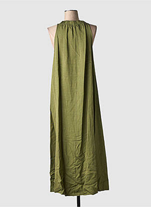 Robe longue coupe évasée sans manche vert LAUREN VIDAL femme