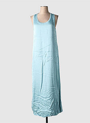 Robe longue coupe évasée sans manche bleu LAUREN VIDAL femme